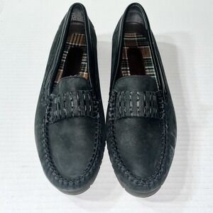 Hush Puppies Suede Loafers Women's 8 Black Office Comfort Dark Academia